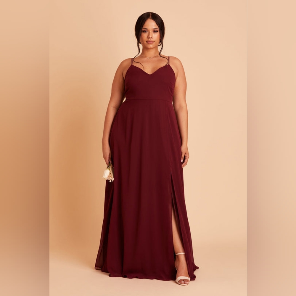 Birdy Grey Adelle Chiffon Cabernet Red Bridesmaid Dress Women's Plus Size 2X - Picture 2 of 13